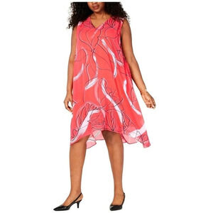 Alfani Women Coral Hi Low Sleeveless Shift Dress XS NWT